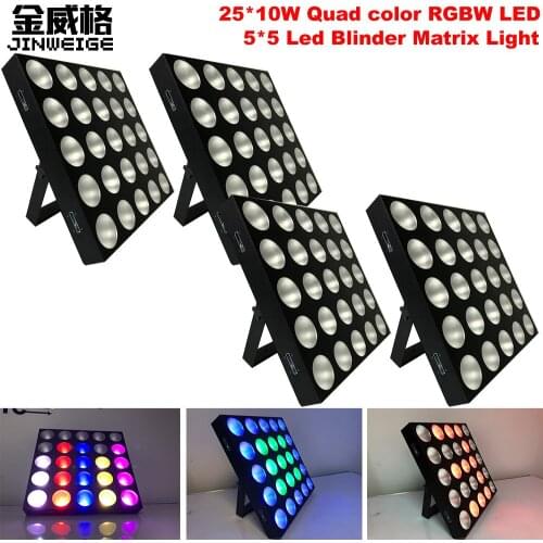 Free Shipping 4pcs/Lot Disco Light 5x5 Pixel Panel Dot Matrix RGBW Led Spotlight 25X10W DMX Quad Color Led Wall Wash Light