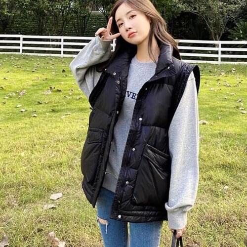 Sleeveless Down Vest Female Jacket Short Warm Vest for Women Winter Coat Waistcoat Womens Outerwear Chalecos Para Mujer X156