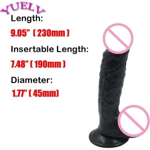 YUELV 23*4.5CM Black Realistic Dildo Dick For Women Big Huge Fake Penis With Suction Cup Female Masturbation Adult Sex Products