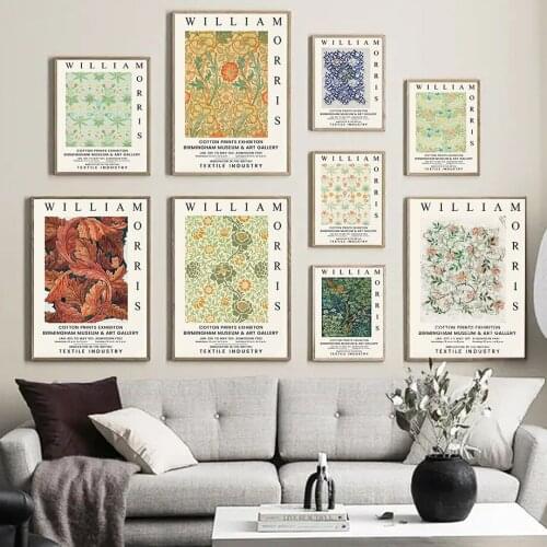 Retro Rose Peony Daisy William Morris Flower Tree Leaf Wall Art Canvas Painting Nordic Posters And Prints For Room Home Decor