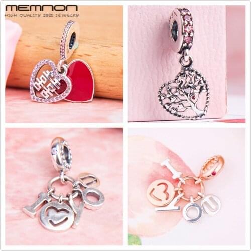 Double happiness I Love You Tree of Love dangle Charms 925 sterling silver fine jewelry fit beads bracelet necklaces pendant DIY