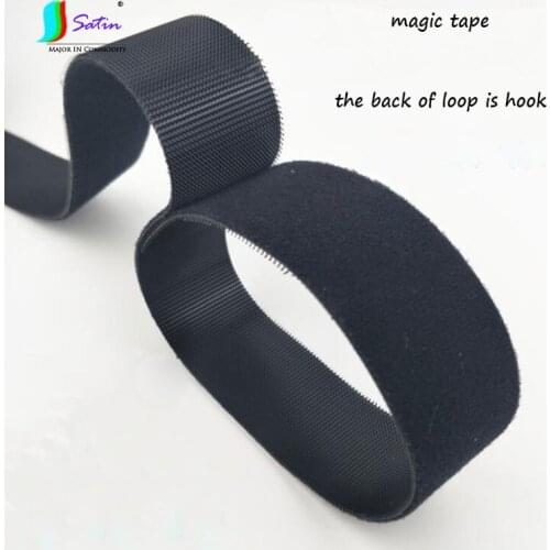 Width 1cm/1.5/2/2.5/3.8/5/6/11cm Black Integrated Magic Sticker Back of Loop is Hook Conjoined Magic Tape S0475L