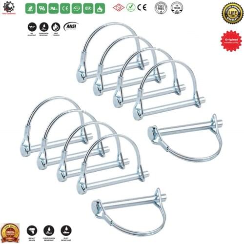 Wire Lock Pin, 1/4 Inch Heavy Duty Safety Coupler Pin Shaft Locking Pto Hitch Pin with Round Arch Wire Retainer for Farm Trailer