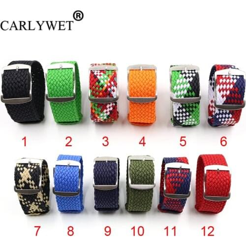 CARLYWET 20 22mm Perlon Nylon Replacement Vintage Wrist Watch Band Belt Strap With Brushed Buckle For Rolex Omega Tudor Tissot