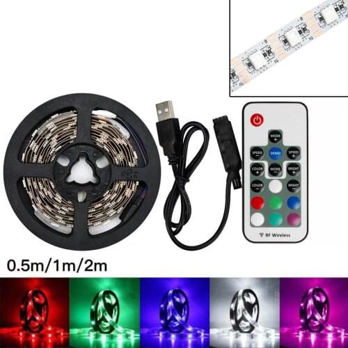 Jonggo 50-200CM USB LED Strip Light TV Back Lamp 5050RGB Colour Changing+Remote Control Festival Decoration #30ph