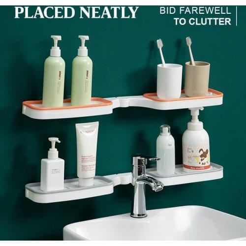 Bathroom Corner Punch-Free Rack Shampoo Storage Rack Holder With Suction Cup Bathroom Shelves Bathroom Accessories Dropship