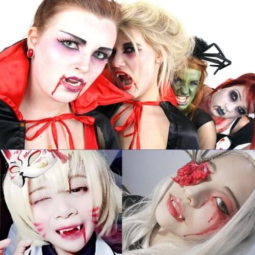 Vampire Zombie Teeth Dentures Teeth Canine Halloween Masquerade Costume Props Party Festival Adult Children Horror Resin Teeth
