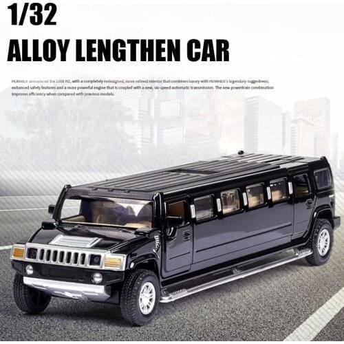 High Simulation 1:32 Alloy Hummer Limousine Metal Diecast Car Model Vehicles Pull Back Flashing Musical Kids Toy Free Shipping