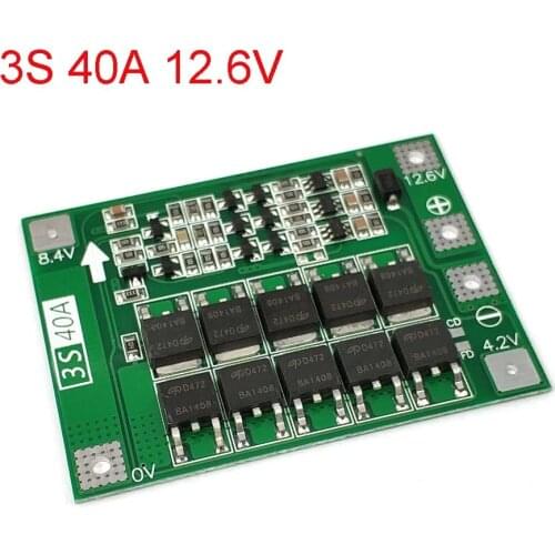 3S 40A Li-ion Lithium Battery Charger Protection Board PCB BMS For Drill Motor 11.1V 12.6V Lipo Cell Module（Enhanced Version