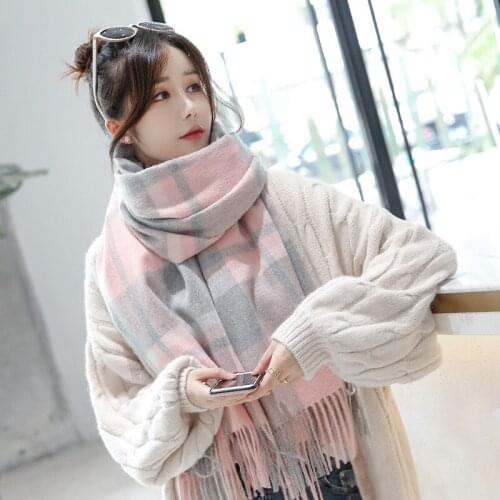 Winter 100% Pure Wool Scarf Neck Warmer Women Echarpe Wrap with Tassel Pashmina Foulard Femme Merino Cashmere Scarves for Ladies