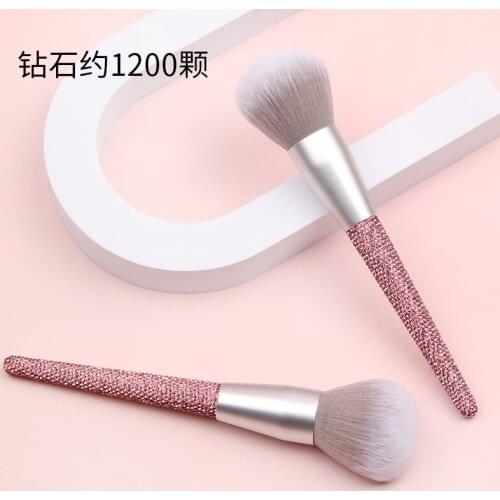 1pc Loose Powder Brush Shiny Diamond Plastic Handle Multifunctional Makeup Tool Loose Powder Blush Brush Soft Hair Beauty Tool