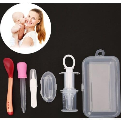 5pcs Newborn Baby Kids Medicine Dispenser Dropper Toothbrush Health Care Kit