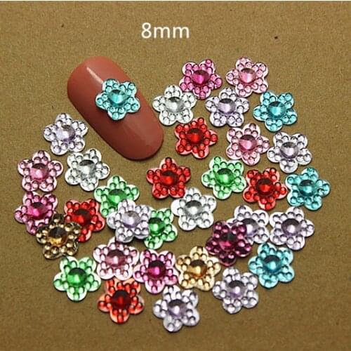500pcs/lot 8mm Mix colors Little Flower Resin Bling Cabochons for DIY Nail Decoration/Craft scrapbooking,RB12004