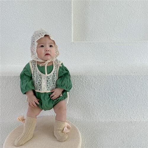 7855 Newborn Baby Clothes Girl Romper Spring Summer 2021 Korean Princess Romper Or Lace Vest And Hat Toddler Outfits