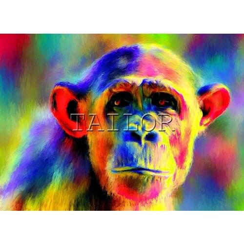Mosaic cuadros embroidery full square 5d diamond painting kit set Orangutan monkey colors complet Cross stitch Dirll drawing art