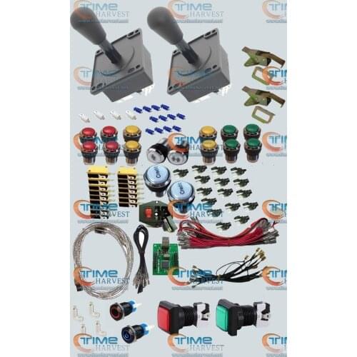 Arcade parts Bundles kit With American Style Joystick chrome Illuminated momentary LED buttons 2 player USB adapter Arcade Game