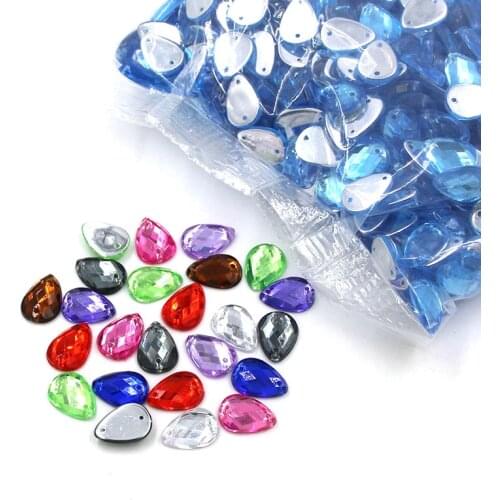 Big Bag Wholesale 18x25mm / 13x18mm / 10x14mm/8x13mm Teardrop Acrylic Flatback Sew Rhinestone DIY Clothing Crafts