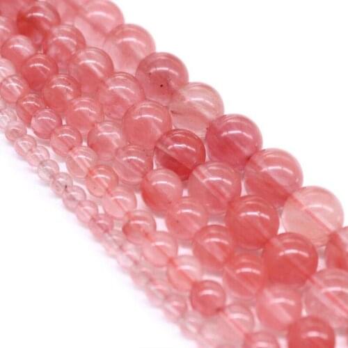 Natural Beads Watermelon Red Stone 4 6 8 10 12 MM Round Crystal Beads Loose Beads for Jewelry Bracelet Accessories Making DIY