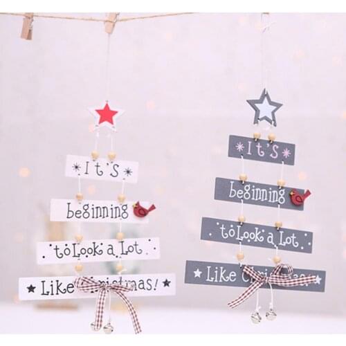 Wooden Hanging Decoration Creative Fashion Lightweight Letters Card Wooden Pendant Christmas Tree Decoration for Party
