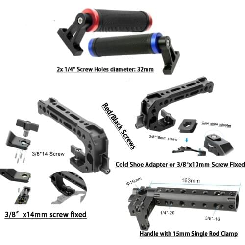 Top Handle Grip 1/4 3/8 Screw Lifting Bracket Holder Mount Aluminum Alloy for Camera Cage DSLR 5D2 GH4 Video Stabilizer Rig Kit