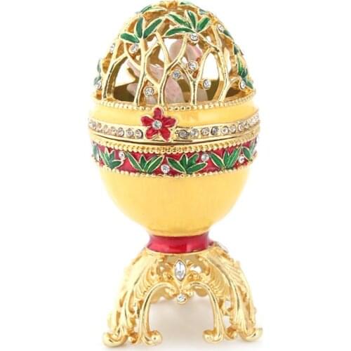 Hot Golden Faberge-Egg Hand Painted Jewelry Trinket Box Gift for Easter Home Decor