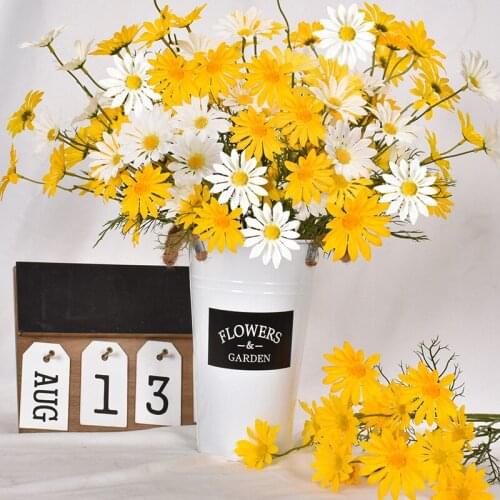 5pcs Daisy Artificial Flowers Long Branch Bouquet for Home Wedding Garden Decoration DIY Bridal Silk Fake Flower