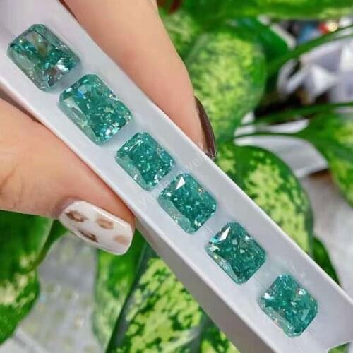 Wholesale Price 5A Blue Color Rectangle Radiant Cut Shape Moissanites Loose Stone For Jewelry