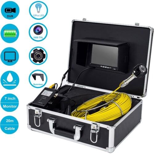 20M Pipe Surveillance Cameras Support Video Recording HD 720P 1000TVL Sewer Drain Inspection Endoscope Camera 23MM