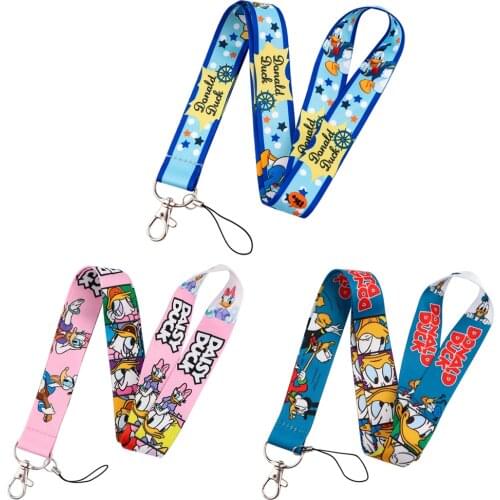 LB1586 Disney Donald Duck lanyards id badge holder Key Neck Strap Mobile Phone Decoration Key Chain Jewelry Gifts for Friends