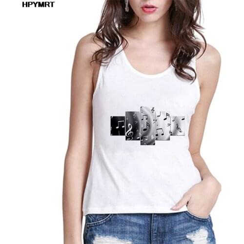 Summer Sexy Women Tank Tops Fun Music Note Print Sleeveless Tee Harajuku Graphic Fashion Casual Top Vest Streetwear Clothing