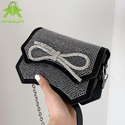 Fashion Bow Diamond Handbag for Women Luxury Designer Shoulder Bags The New High Quality Personality Female Travel Messenger Bag