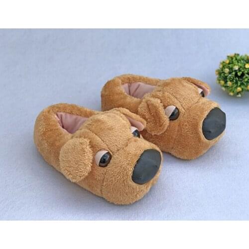 Men Winter Warm Slippers Animal Cartoons Slides Snug Cotton Slides One Size 35-43 Slippers Couple Home Slides Flat Plush Slipper