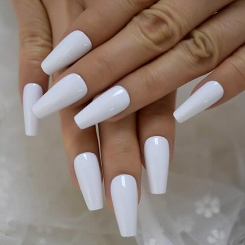 Finger Long Salon Nails Accessories White DIY Artificial Full Fake Nails Tapered High Quality Practice Acrylic Nail Set