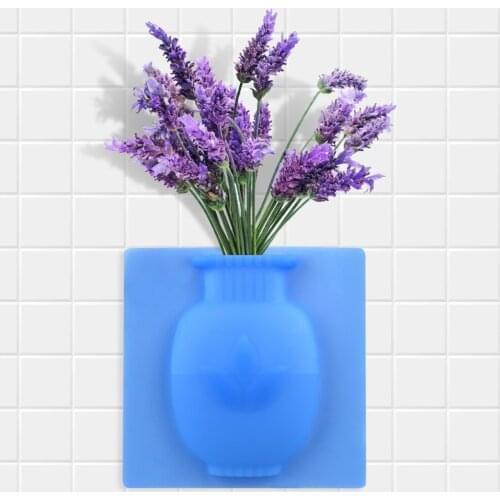 Wall-Mounted Sticky Wall Magic Plant Vases Home Decor Flower Vase Indoor Drilling-Free Reusable Silicone Sticky Vase