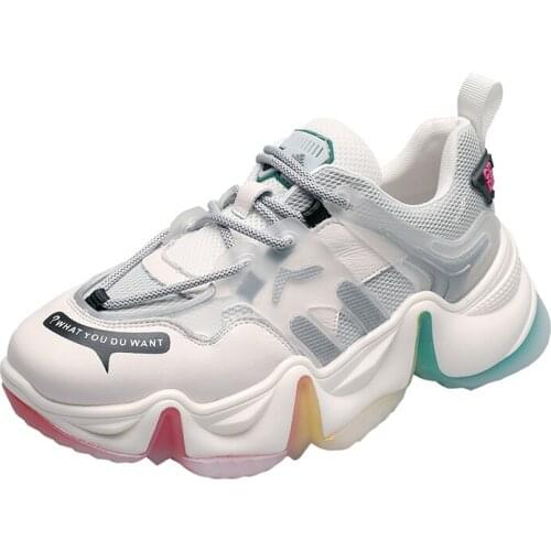 New Colorful Women Chunk Running Shoes Rainbow Bottom Ladies Fashion Height Increase Platform Sneakers Trendy Women Sports Shoes