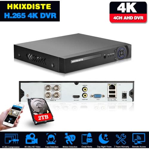 AI Human Face Detection Hi3531D 4 Channel 8CH 4K H.265+ USB 3G WIFI Audio 6 in 1 Hybrid Coaxial XVI TVI CVI NVR AHD DVR Recorder