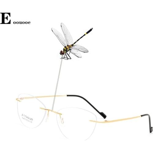 2 g Rimless Glasses Frame Light Weight Titanium Prescription Glasses Women Cat Optical Eyeglass Spectacles