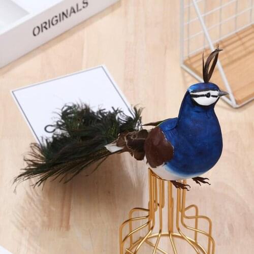 Foam Lifelike Peacock Miniature Garden Ornament Sculpture Statue Outdoor Decor
