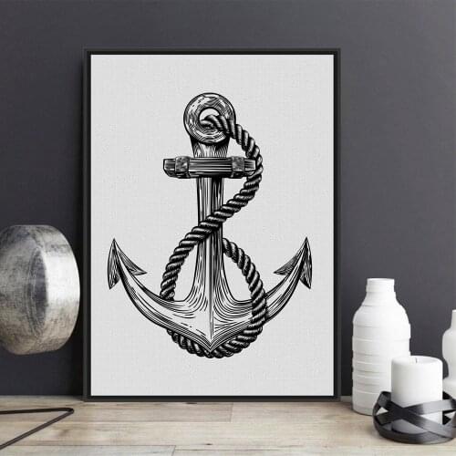 Rustic Nautical Anchor Posters And Prints Beach Art Vintage Canvas Painting Wall Art Pictures Modern Living Room Home Decor