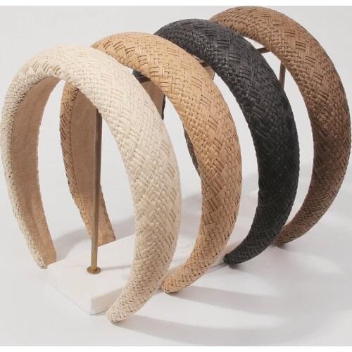 Bohemian Hairdband Summer Straw Weaving Braided Headband Raffia Headwear Handmade Hair Hoop Hairbands Head Jewelry Accessories