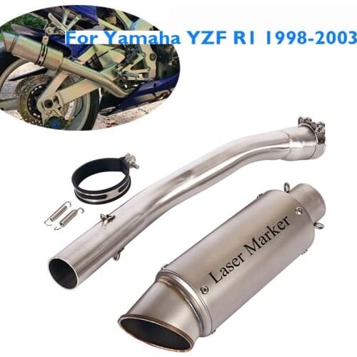R1 Motorcycle Exhaust Muffler Silencer Escape Middle Link Tube Pipe for Yamaha YZF R1 YZF1000 1998-2003