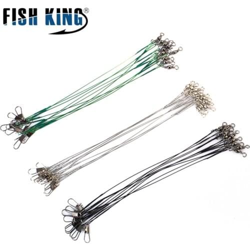 FISH KING Wire Fishing Leader Line Fishing Lure Accessories Protecting LineRope Swivel Fishing 3 Colors 5CM 20CM 25CM 30CM