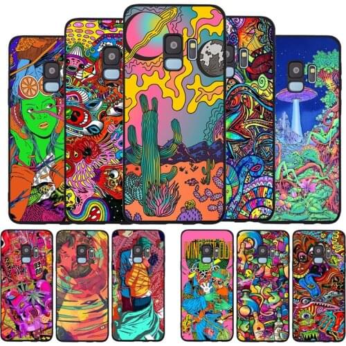 Colourful Psychedelic Trippy Art Black Silicone Soft Phone Case For Samsung Galaxy S20 S10 S9 S8 Plus Lite NOTE 10 9 8 S7 EDGE