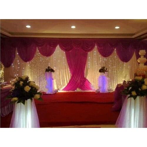 Wedding 3mx6m backdrop wedding stage backdrop decoration stage background with Beatiful Swag