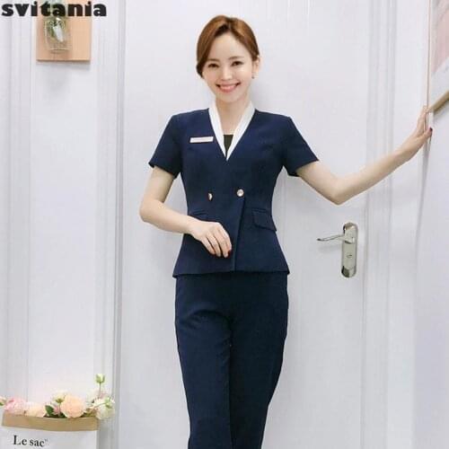 Svitania Women Work Clothes Hotel Waiters Uniform Sauna Salon Beautician Uniform Hairdresser Massagista Work Uniform