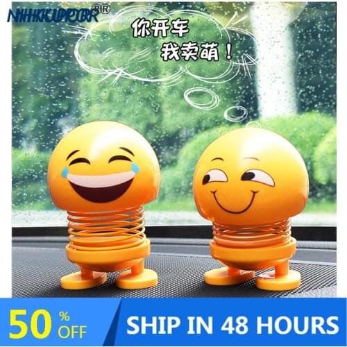 Car Ornaments Bobblehead Dolls Cute Cartoon Funny Wobble Head Robot Lovely Auto Interior Dashboard Decoration Facial Expression