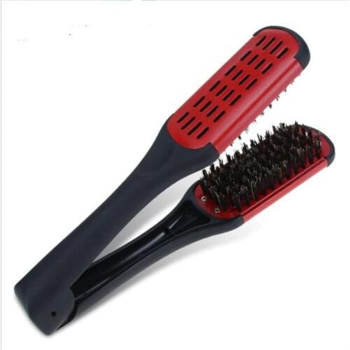 V Shape Hair Straighter Comb Anti-static Flat Bristle Brush Salon Hairstyling Dressing Styling Silk Straight Hairbrush Brushes