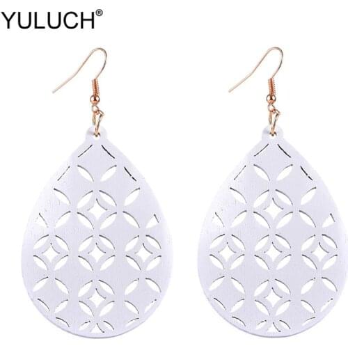 YULUCH Fashion Water Drop Earrings For Women 2019 Hollow Wood Chandelier Pendant Earrings Jewelry Accessories For Wedding Party