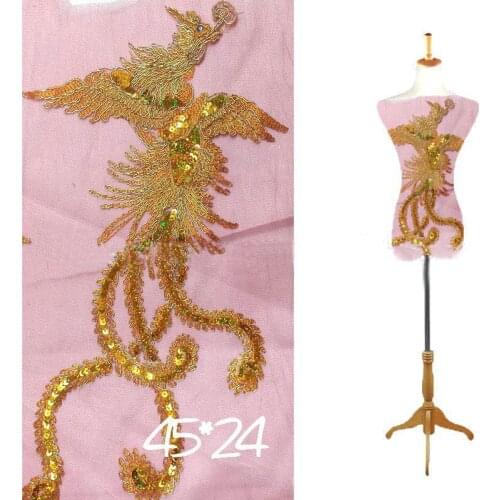 Golden Dragon Golden Phoenix Decoration Performance Costume Wedding Cloth Accessories Sequin Embroidered Cloth Sticker