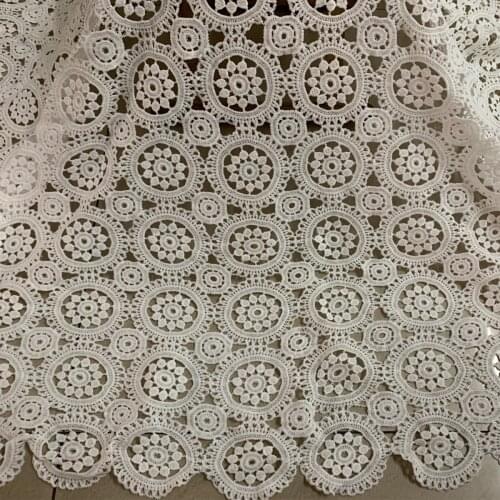 1yard African Lace Fabric White Guipure Lace Fabrics 2019 High Quality Milk Silk Nigerian Cord Lace Fabric For Wedding Dresses